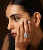 White silver tone zirconia ring