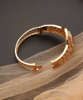 Pink gold tone kundan bracelet 3