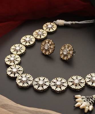 Two tone polki necklace set 2