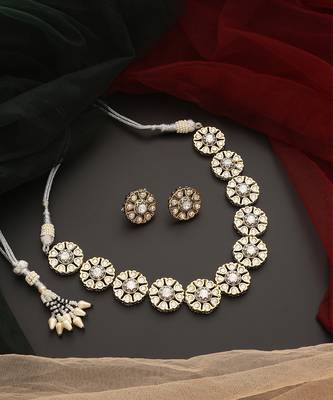 Two tone polki necklace set 3