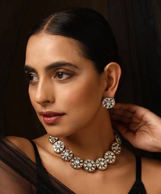 Two tone polki necklace set 4