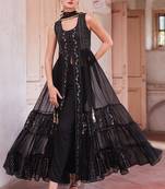 Black georgette sequince embroidery western suit