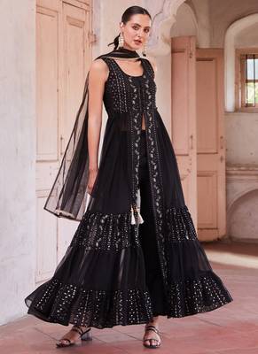 Black georgette sequince embroidery western suit 3