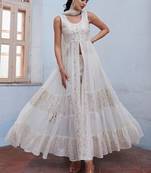 Off white georgette sequince embroidery western suit