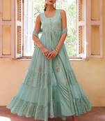 Firozi georgette sequince embroidery western suit