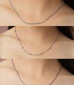 Women set of 3 silver-toned german silver oxidised chain