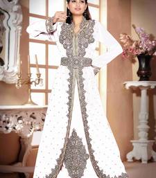 Off-White color Handmade Moroccan Kaftan  with hijjab