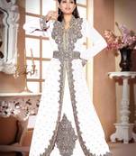 Off-White color luxurious Handmade Moroccan Kaftan  with hijjab