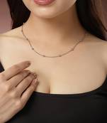 Women silver-toned artificial beads german silver oxidised chain