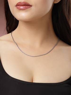 Women set of 3 silver-toned german silver oxidised chain 5