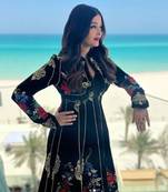 Black embroidered  long jacket