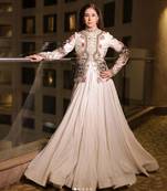 Ivory chanderi silk embroidered jacket