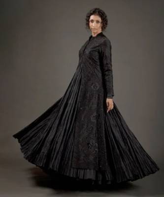 Black embroidered long jacket 4