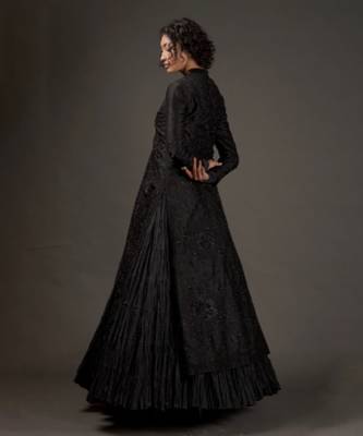 Black embroidered long jacket 5