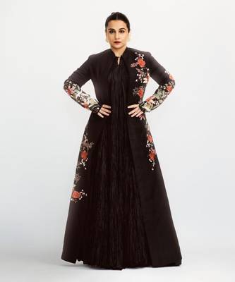 Black matka silk long jacket 1