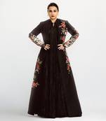 Black matka silk long jacket