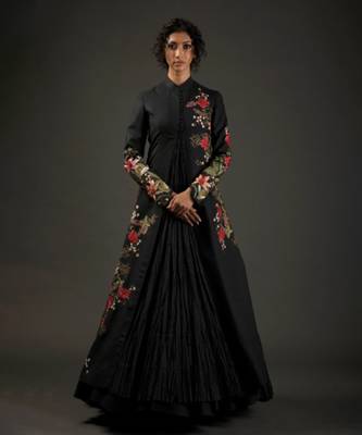 Black matka silk long jacket 5