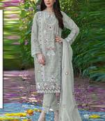 Light green organza silk pakistani salwar suit with dupatta
