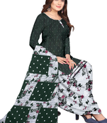 Unstitched printed crepe kurta & patiyala dress material with top, bottom & dupatta