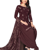 Unstitched printed crepe kurta & patiyala dress material with top, bottom & dupatta
