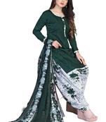 Unstitched printed crepe kurta & patiyala dress material with top, bottom & dupatta