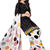 Unstitched printed crepe kurta & patiyala dress material with top, bottom & dupatta