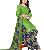 Unstitched printed crepe kurta & patiyala dress material with top, bottom & dupatta