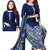 Unstitched printed crepe kurta & patiyala dress material with top, bottom & dupatta