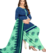 Unstitched printed crepe kurta & patiyala dress material with top, bottom & dupatta