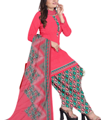 Unstitched printed crepe kurta & patiyala dress material with top, bottom & dupatta