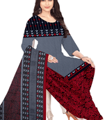 Unstitched printed crepe kurta & patiyala dress material with top, bottom & dupatta