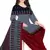 Unstitched printed crepe kurta & patiyala dress material with top, bottom & dupatta