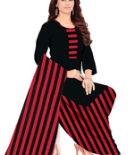 Unstitched printed crepe kurta & patiyala dress material with top, bottom & dupatta