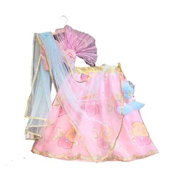 Aglare heavy  emdroydered Net ethnic Lehenga choli for small girls,threeline Pink 4