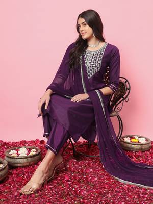  women kurta and trousers pant set silk blend 1
