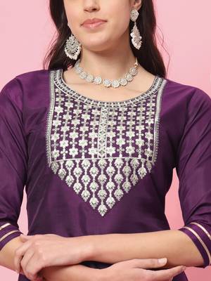  women kurta and trousers pant set silk blend 2