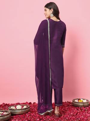  women kurta and trousers pant set silk blend 3
