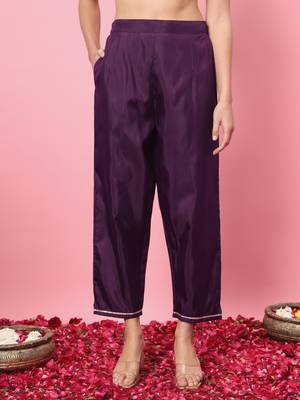  women kurta and trousers pant set silk blend 4