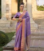 Elora Pure Soft Silk Woven Design Handloom Weaving Saree (Lavender)