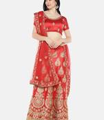 Red Embrodeired Silk Lehenga With Blouse 