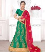 Green Heavy Zari Embrodiery Nett Lehenga With Blouse 