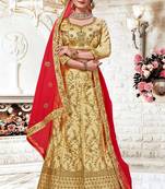 Beige Embrodeired Sattin Silk Lehenga With Blouse 