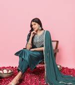  women kurta and trousers pant set silk blend