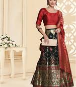 Black Weaving Banarashi Silk Lehenga With Blouse 