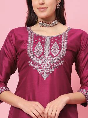  women kurta and trousers pant set silk blend 2