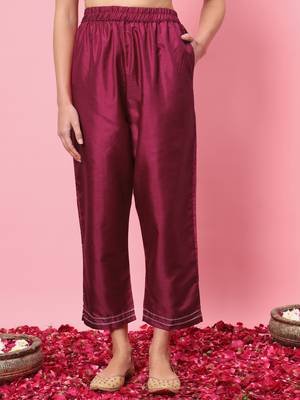  women kurta and trousers pant set silk blend 4
