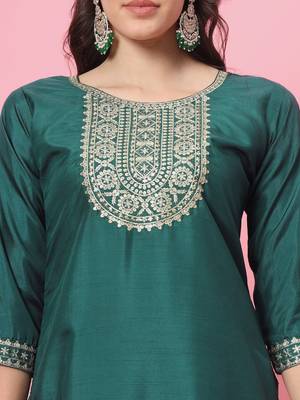  women kurta and trousers pant set silk blend 2