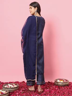  women kurta and trousers pant set silk blend 3