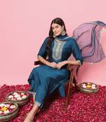 women kurta and trousers pant set silk blend