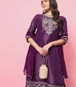 women kurta and trousers pant set silk blend